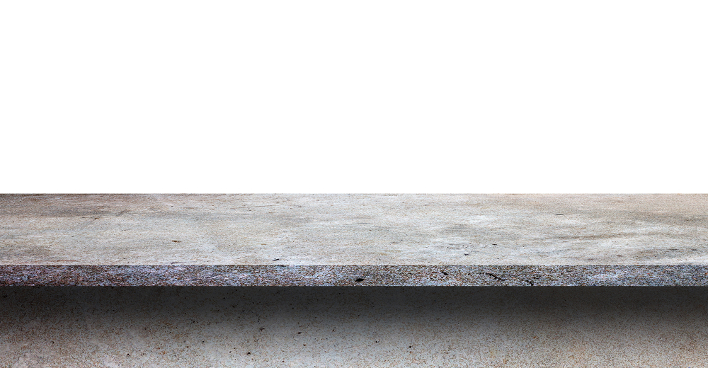 Concrete countertop against white background